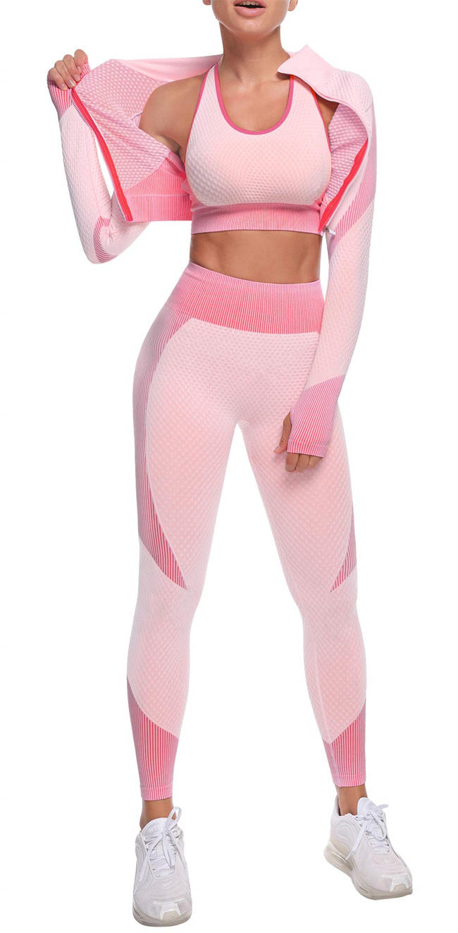 Women 2 Piece Tracksuit Workout Set - High Waist Leggings and Crop Top